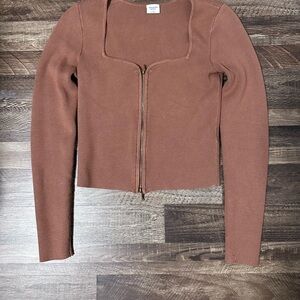 Abercrombie & Fitch Brown Zipper Sweater